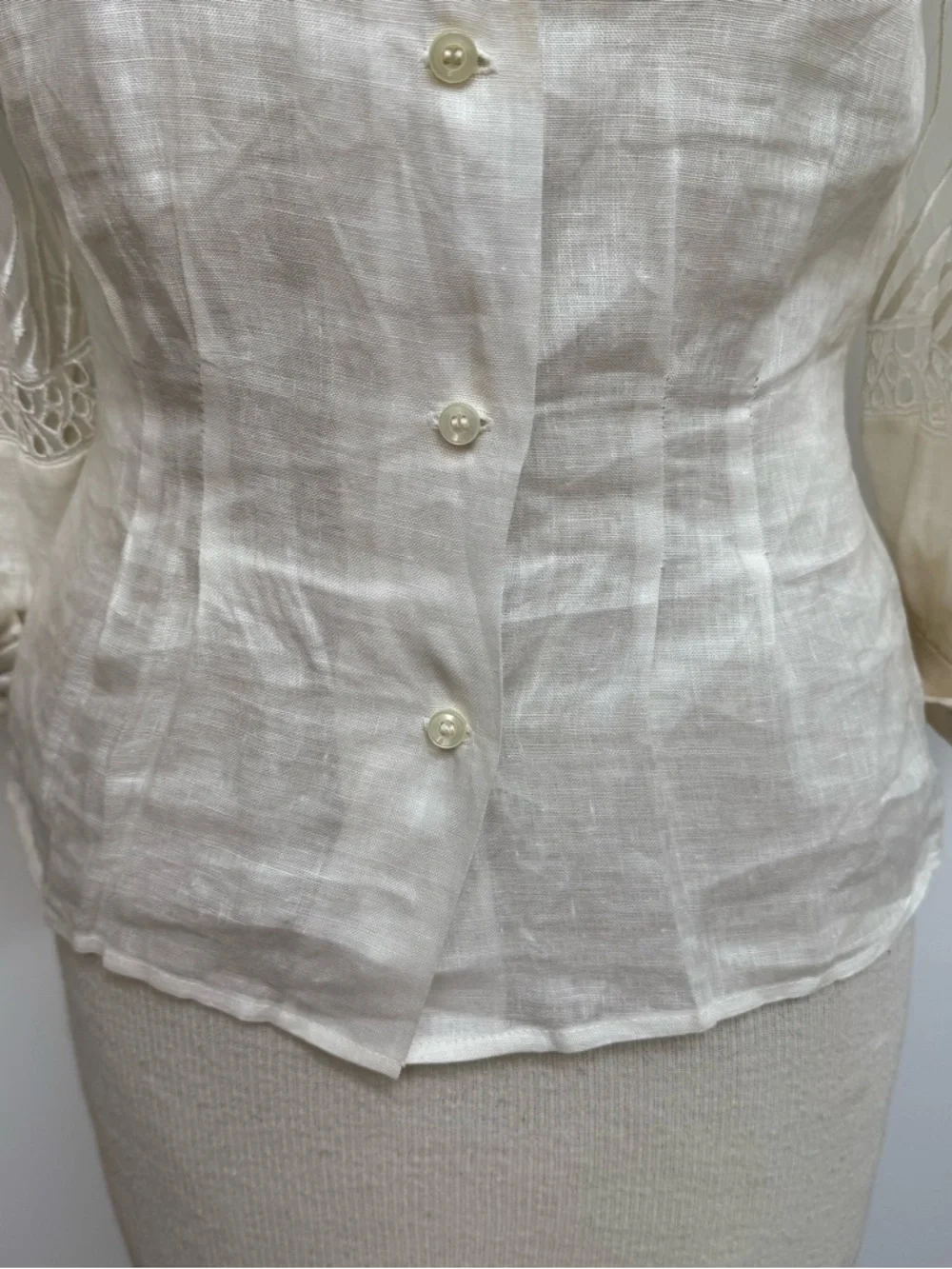 Vintage Cloak Of Many Colors Liberty Lucrezia Linen Blouse Top Size 6 Sheer Vict - Picture 9 of 13